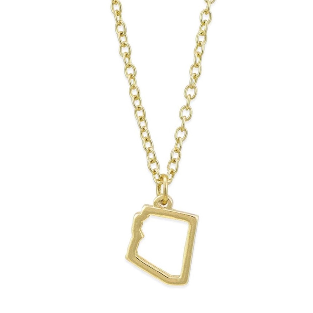 Arizona State Necklace 14K Gold-Dipped Pendant on Adjustable 16”-18” Chain NWT